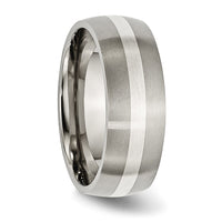 Titanium Brushed w/Sterling Silver Inlay 8mm Band