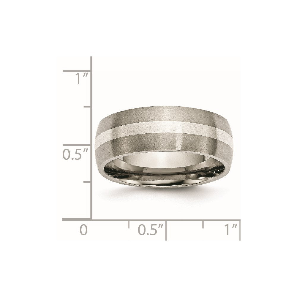 Titanium Brushed w/Sterling Silver Inlay 8mm Band