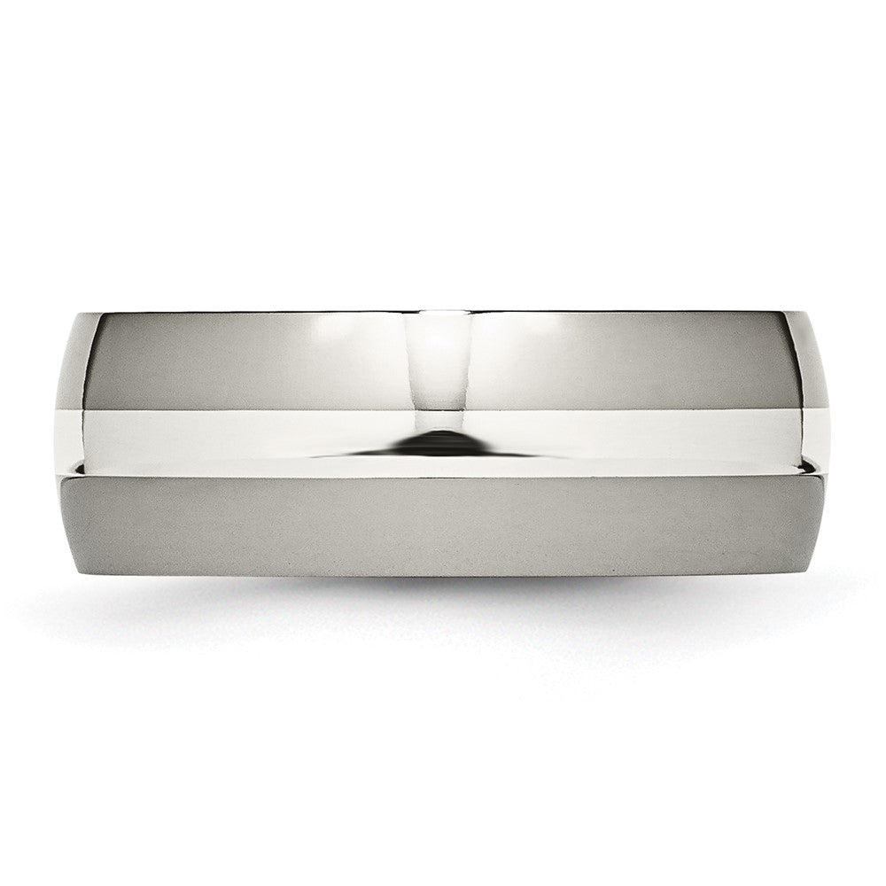 Titanium Polished w/Sterling Silver Inlay 8mm Band