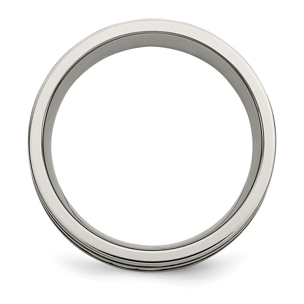 Titanium Antiqued & Brushed w/Sterling Silver Braided Inlay 8mm Band