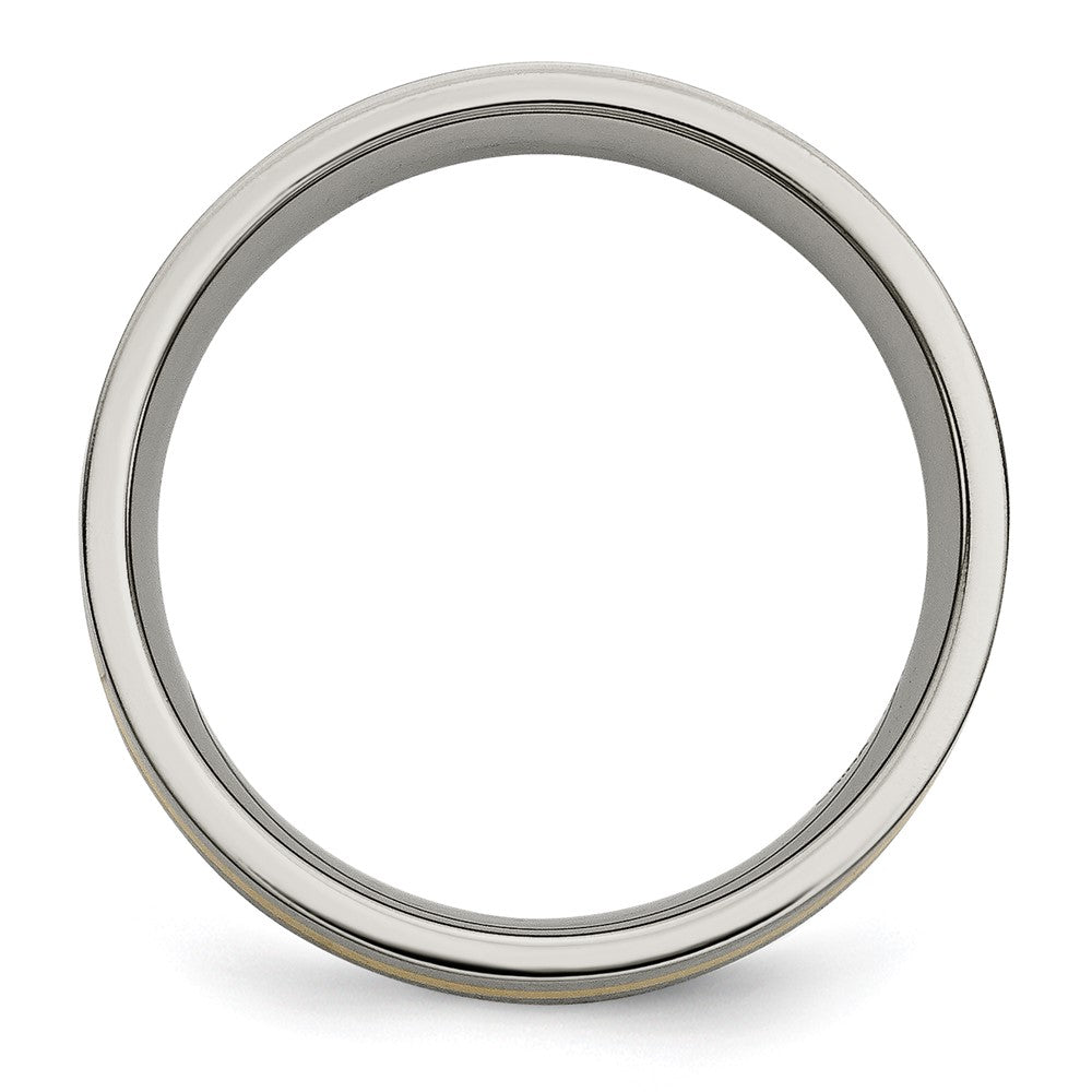 Titanium Brushed w/14k Yellow Inlay 6mm Flat Band