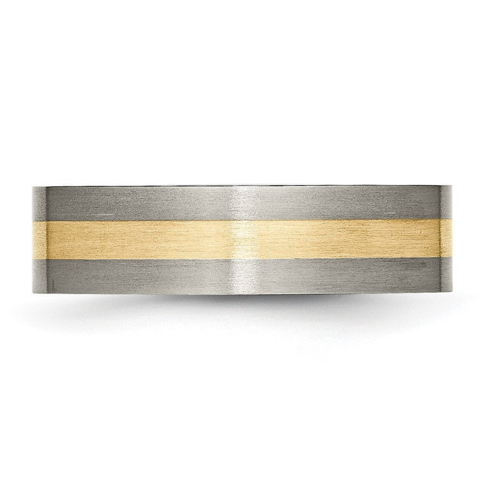 Titanium Brushed w/14k Yellow Inlay 6mm Flat Band