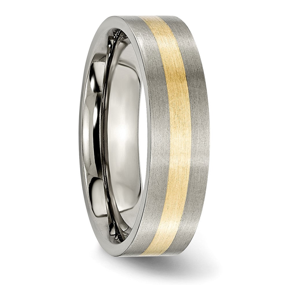 Titanium Brushed w/14k Yellow Inlay 6mm Flat Band