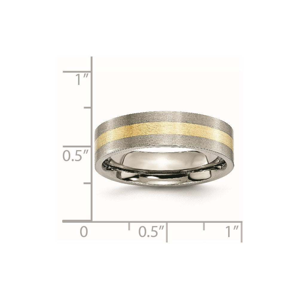 Titanium Brushed w/14k Yellow Inlay 6mm Flat Band