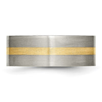 Titanium Brushed w/14k Yellow Inlay 8mm Flat Band