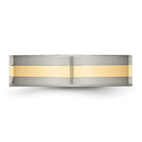 Titanium Polished w/14k Yellow Inlay 6mm Flat Band