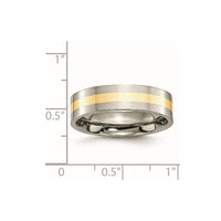 Titanium Polished w/14k Yellow Inlay 6mm Flat Band