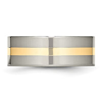 Titanium Polished w/14k Yellow Inlay 8mm Flat Band