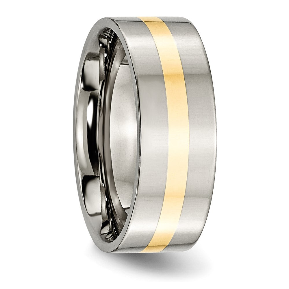Titanium Polished w/14k Yellow Inlay 8mm Flat Band