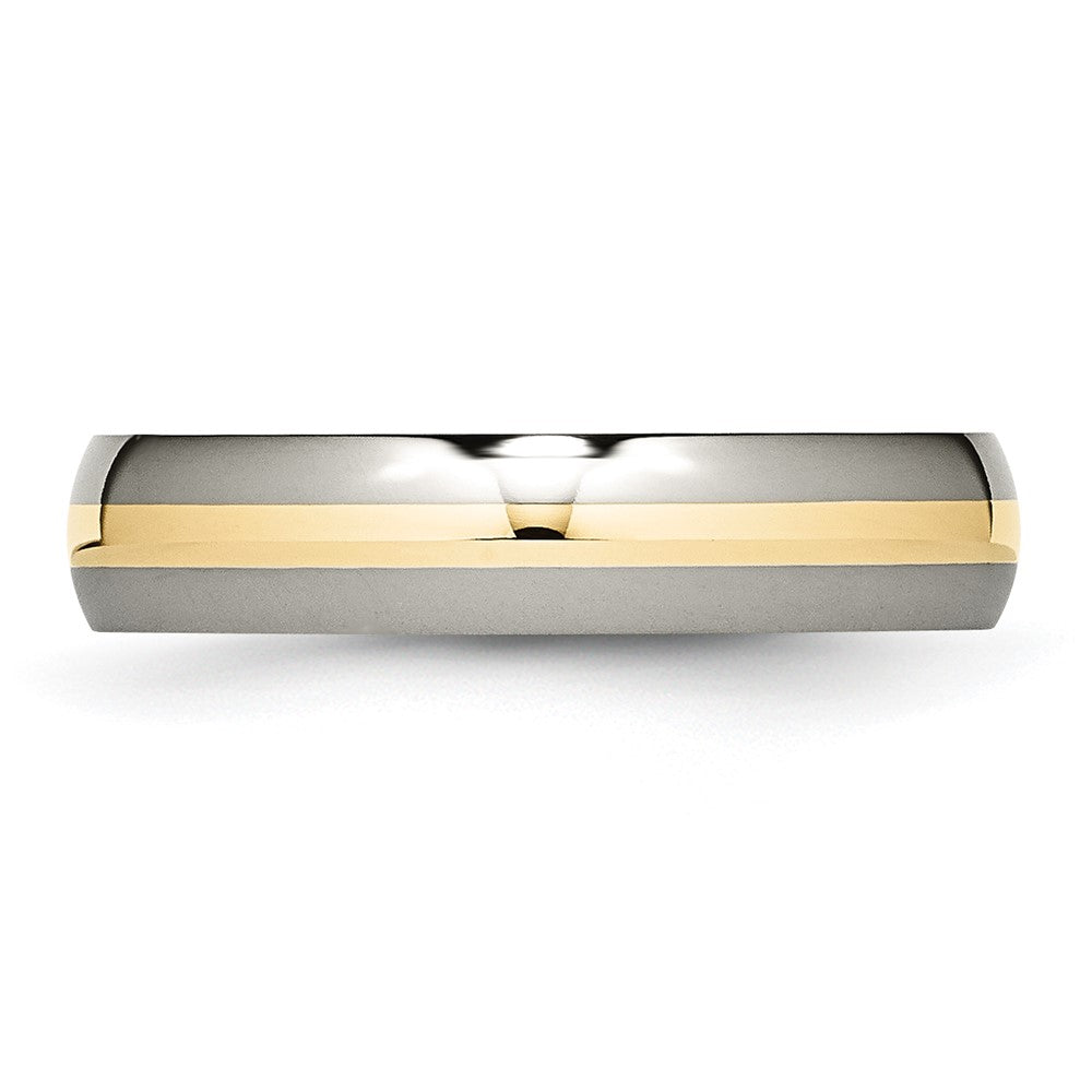 Titanium Polished w/14k Yellow Inlay 5mm Band