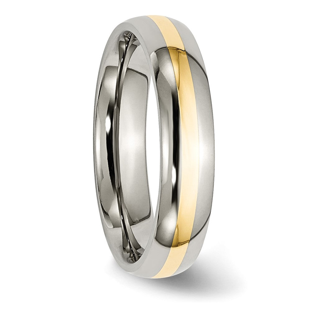 Titanium Polished w/14k Yellow Inlay 5mm Band