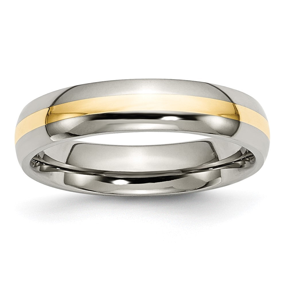 Titanium Polished w/14k Yellow Inlay 5mm Band