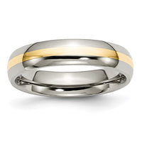 Titanium Polished w/14k Yellow Inlay 5mm Band