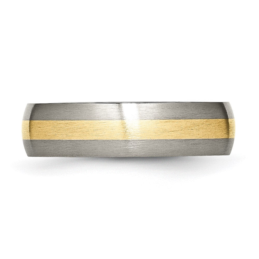 Titanium Brushed w/14k Yellow Inlay 6mm Band