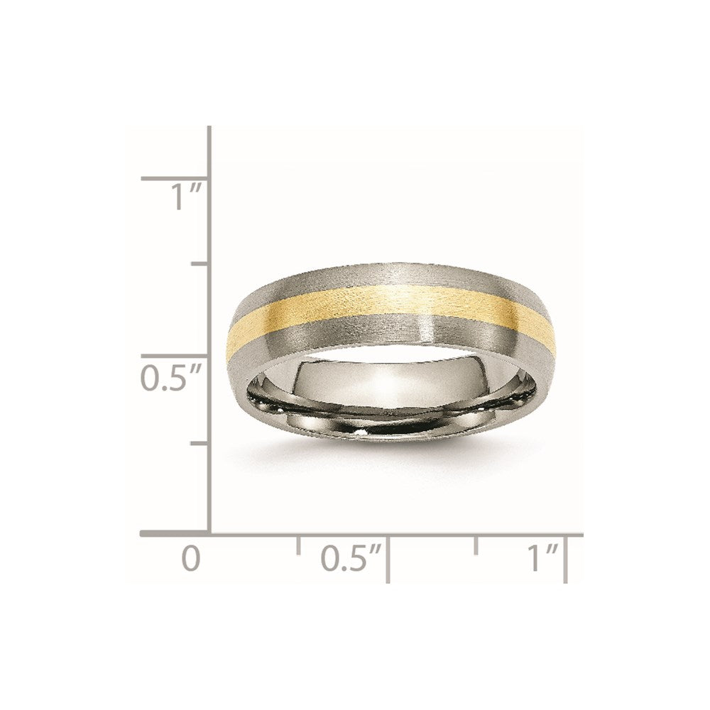 Titanium Brushed w/14k Yellow Inlay 6mm Band