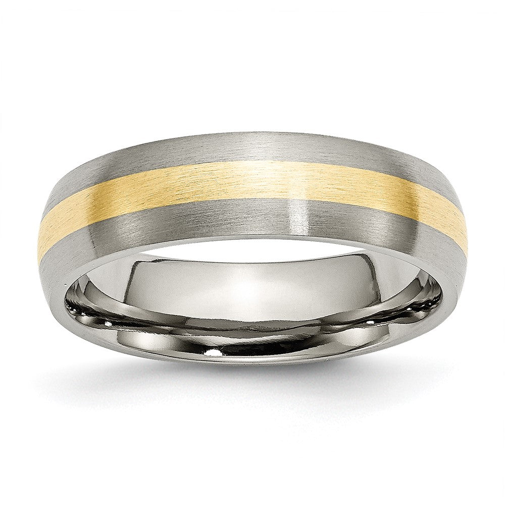 Titanium Brushed w/14k Yellow Inlay 6mm Band