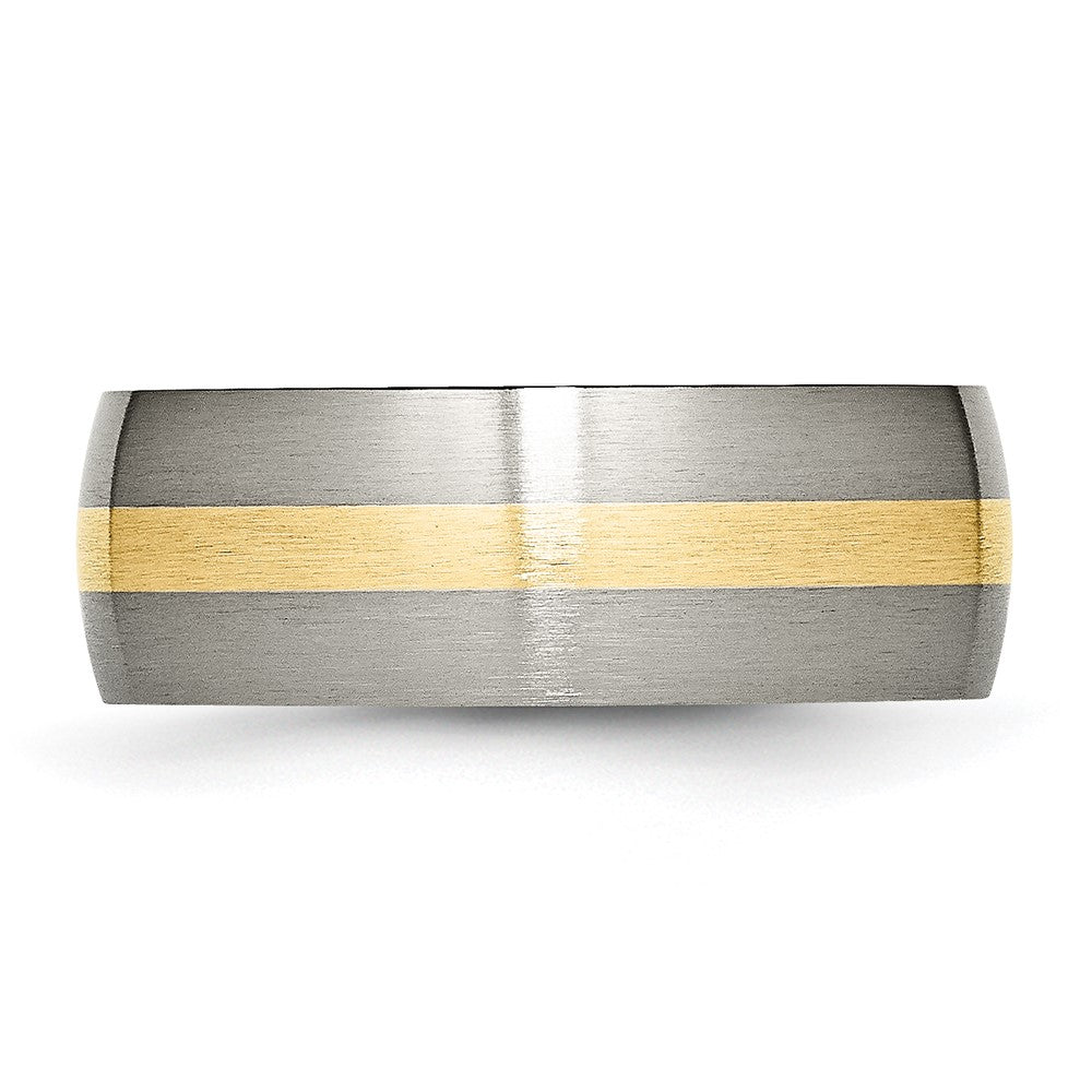 Titanium Brushed w/14k Yellow Inlay 8mm Band