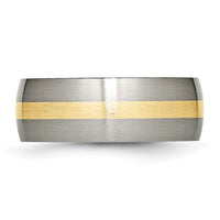 Titanium Brushed w/14k Yellow Inlay 8mm Band