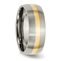 Titanium Brushed w/14k Yellow Inlay 8mm Band