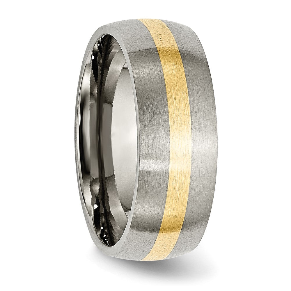 Titanium Brushed w/14k Yellow Inlay 8mm Band
