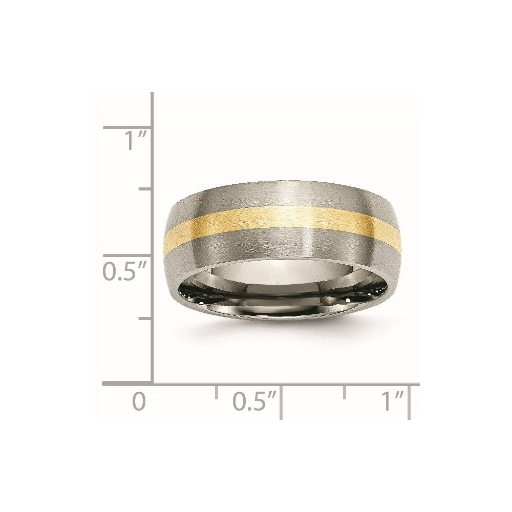 Titanium Brushed w/14k Yellow Inlay 8mm Band