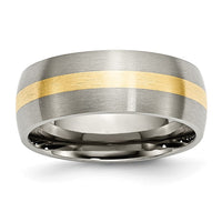 Titanium Brushed w/14k Yellow Inlay 8mm Band