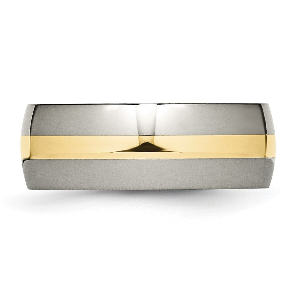 Titanium Polished w/14k Yellow Inlay 8mm Band