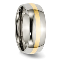 Titanium Polished w/14k Yellow Inlay 8mm Band