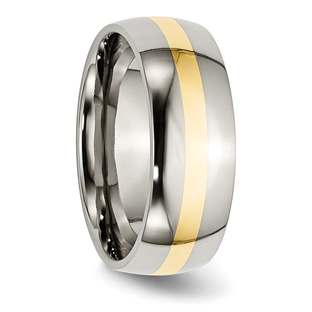 Titanium Polished w/14k Yellow Inlay 8mm Band