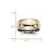 Titanium Polished w/14k Yellow Inlay 8mm Band