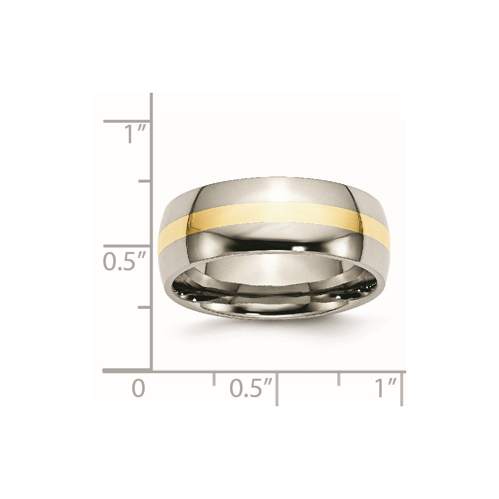 Titanium Polished w/14k Yellow Inlay 8mm Band