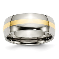 Titanium Polished w/14k Yellow Inlay 8mm Band