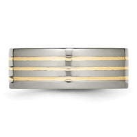 Titanium Polished w/14k Yellow Inlay 8mm Flat Band