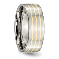 Titanium Polished w/14k Yellow Inlay 8mm Flat Band