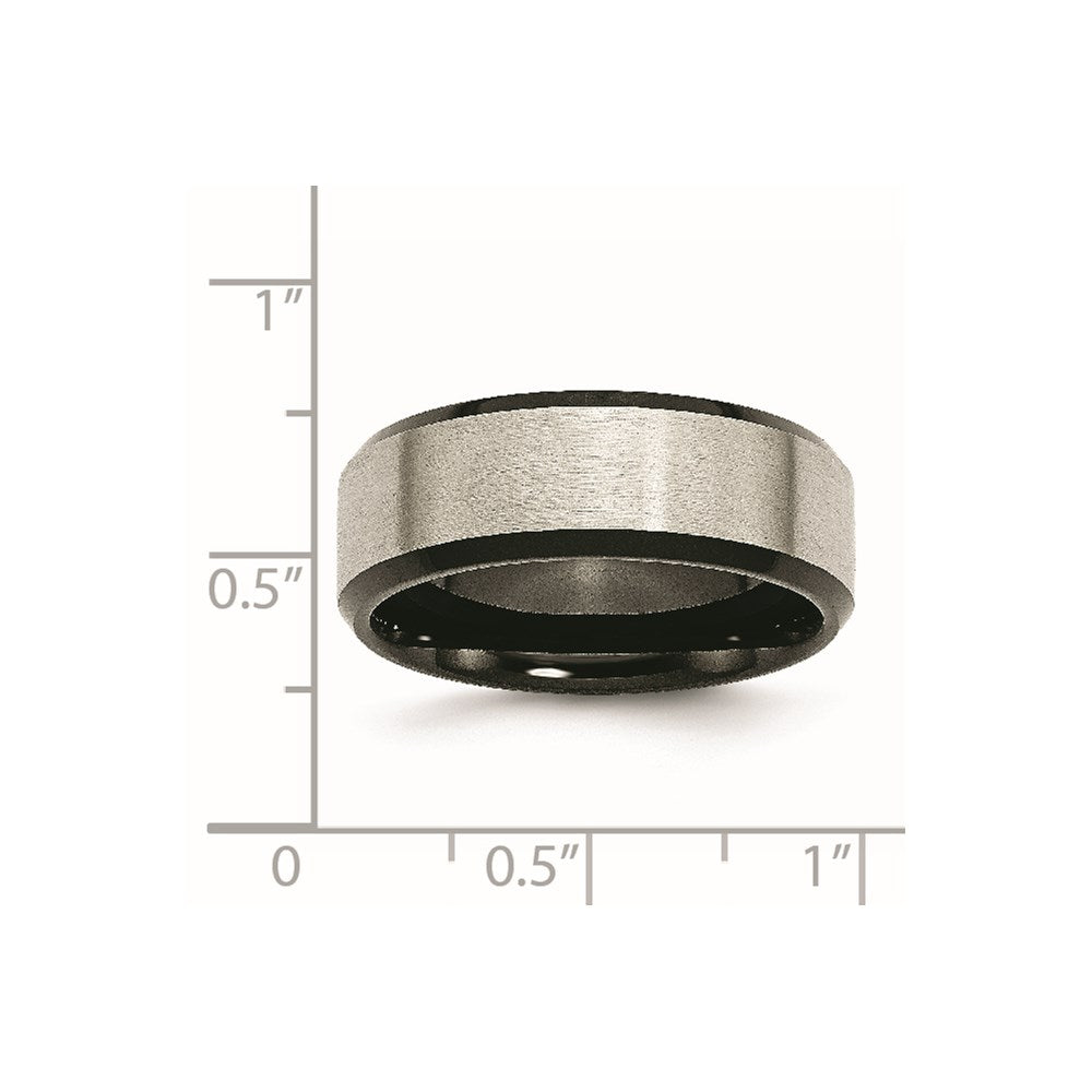 Titanium Brushed Center Black IP-plated 8mm Beveled Edge Band