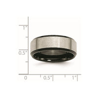 Titanium Brushed Center Black IP-plated 8mm Beveled Edge Band