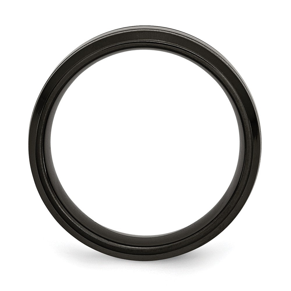 Titanium Brushed and Polished Black IP-plated 7mm Grooved Band