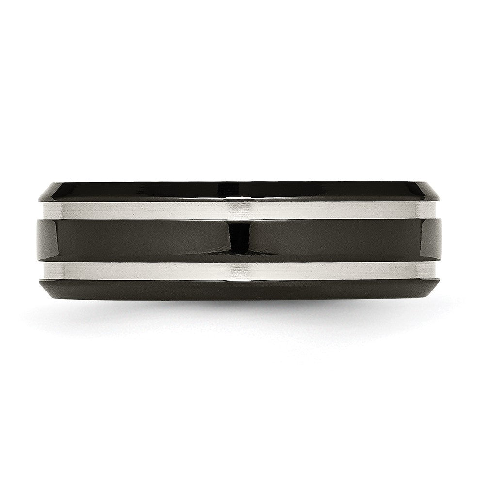 Titanium Brushed and Polished Black IP-plated 7mm Grooved Band