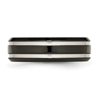 Titanium Brushed and Polished Black IP-plated 7mm Grooved Band
