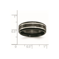 Titanium Brushed and Polished Black IP-plated 7mm Grooved Band