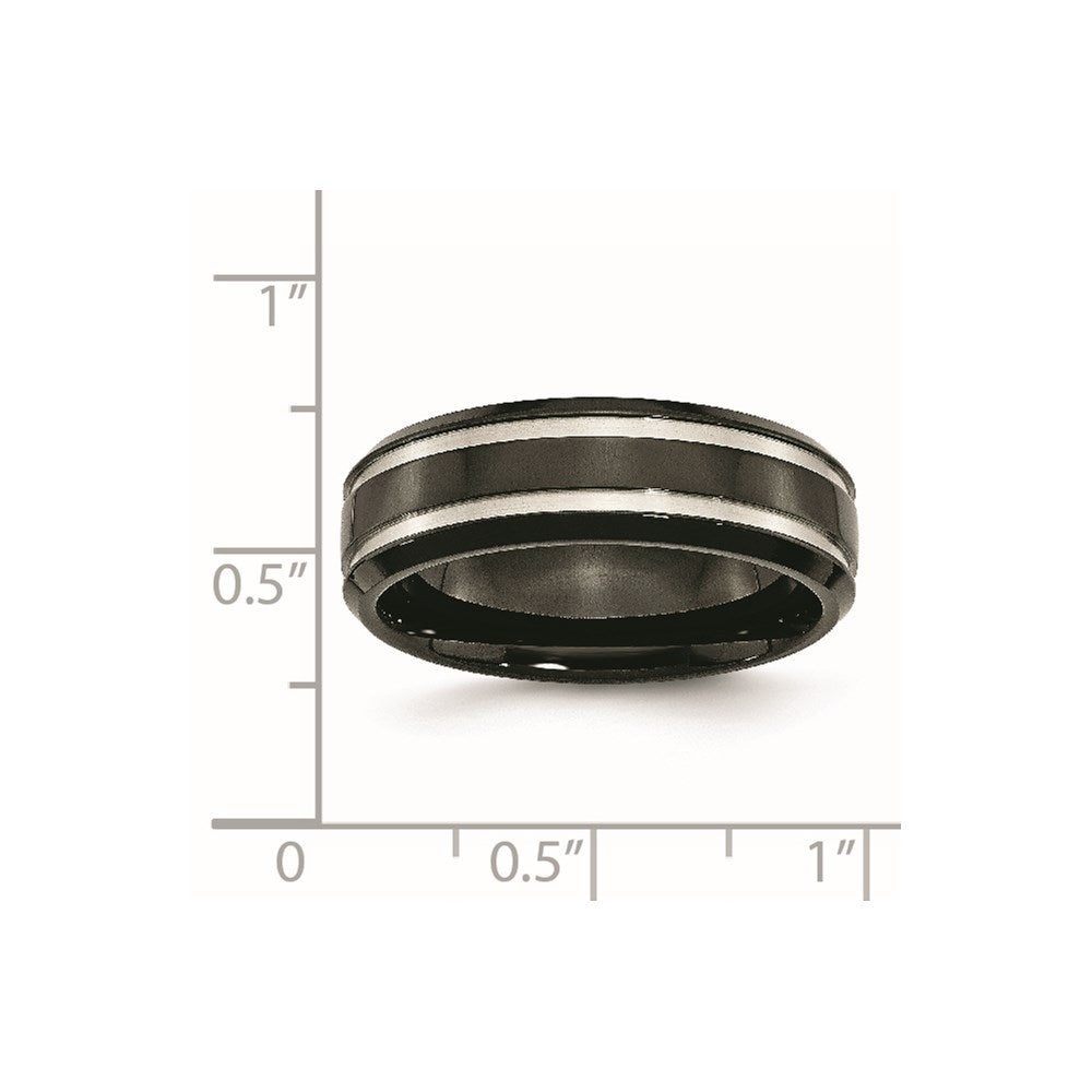 Titanium Brushed and Polished Black IP-plated 7mm Grooved Band