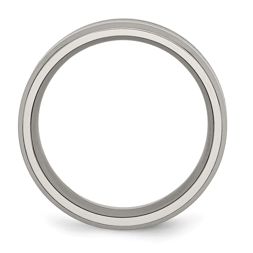 Titanium Polished Black Enamel 8mm Beveled Edge Band