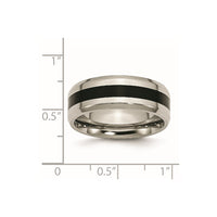 Titanium Polished Black Enamel 8mm Beveled Edge Band