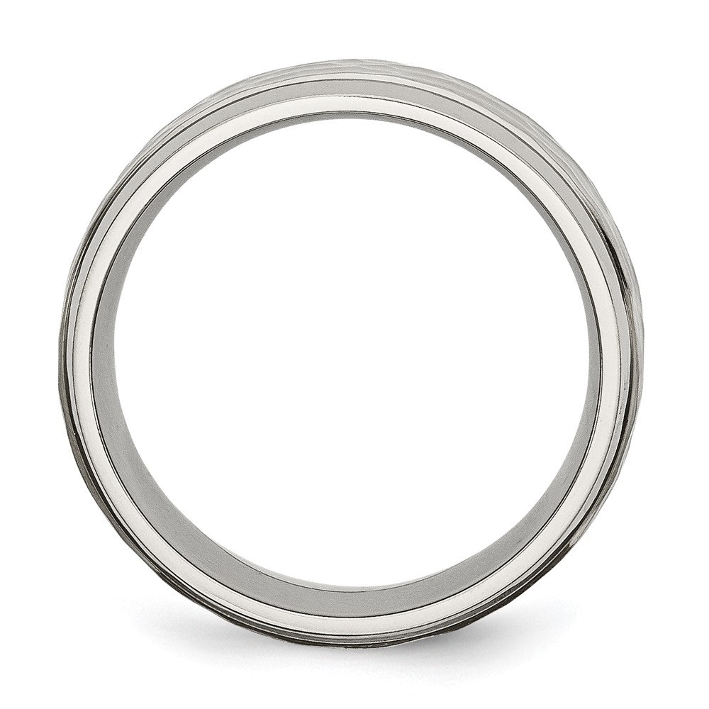 Titanium Polished and Hammered 8mm Beveled Edge Band