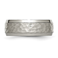 Titanium Polished and Hammered 8mm Beveled Edge Band