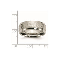 Titanium Polished and Hammered 8mm Beveled Edge Band