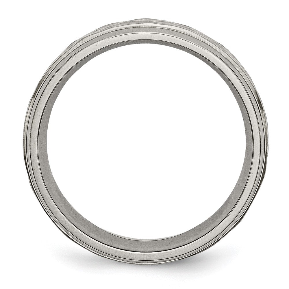 Titanium Polished and Hammered 7mm Grooved Edge Band