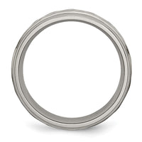Titanium Polished and Hammered 7mm Grooved Edge Band