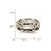 Titanium Polished and Hammered 7mm Grooved Edge Band