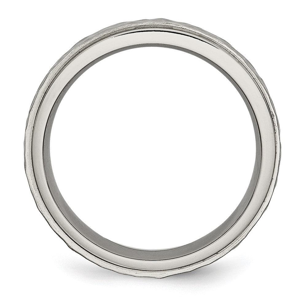 Titanium Polished and Hammered 6mm Ridged Edge Band